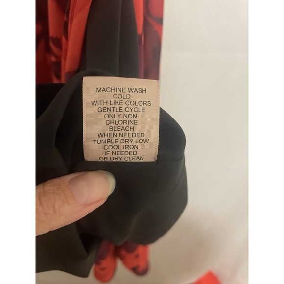 Philosophy Red Black Floral Halter Maxi Dress Size 4 Sleeveless Lined Elegant - Picture 8 of 13